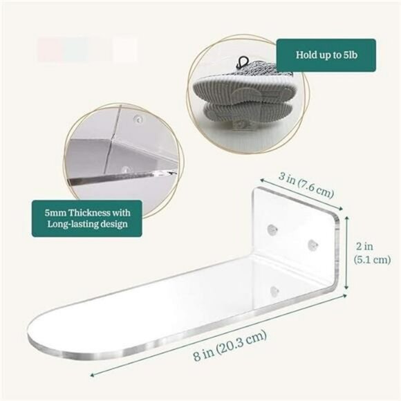 Clear acrylic wall mount floating shoe rack set of 6 space saving display shelf - Picture 3 of 8